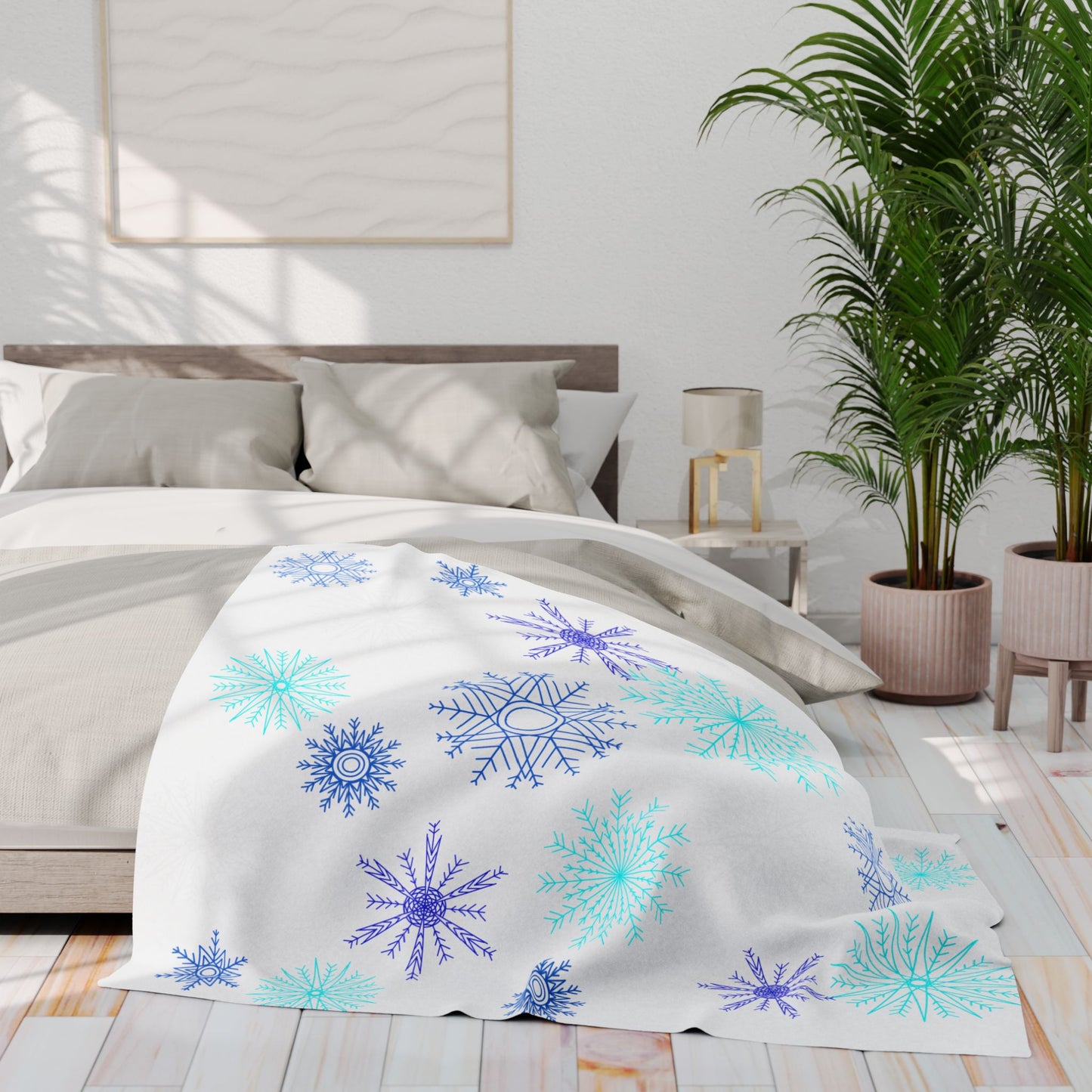 Let it Snow on White Fleece Blanket