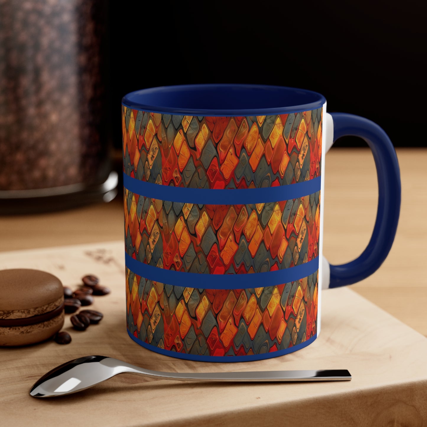 Terra Cotta Zig Zag on Blue