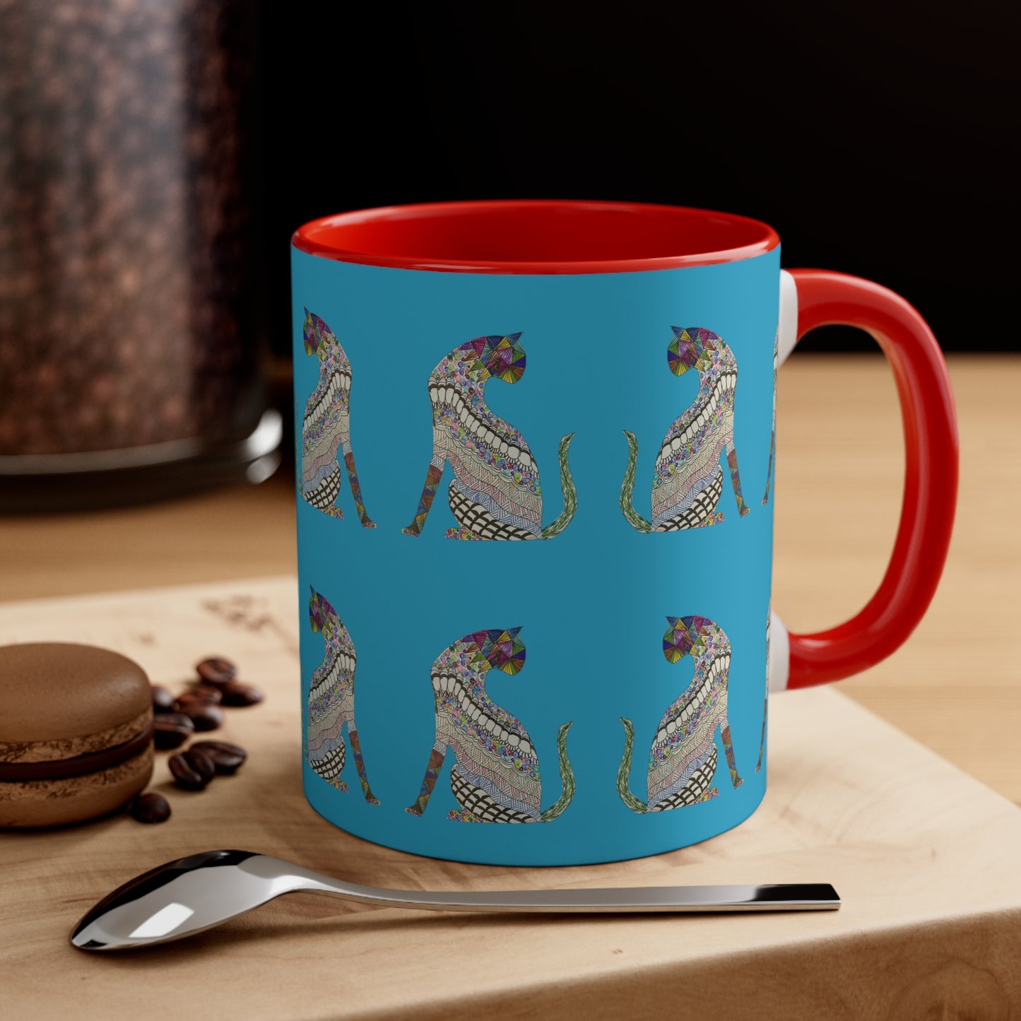 Cat Quilt Ancient Egyptian Vibes on Turquoise