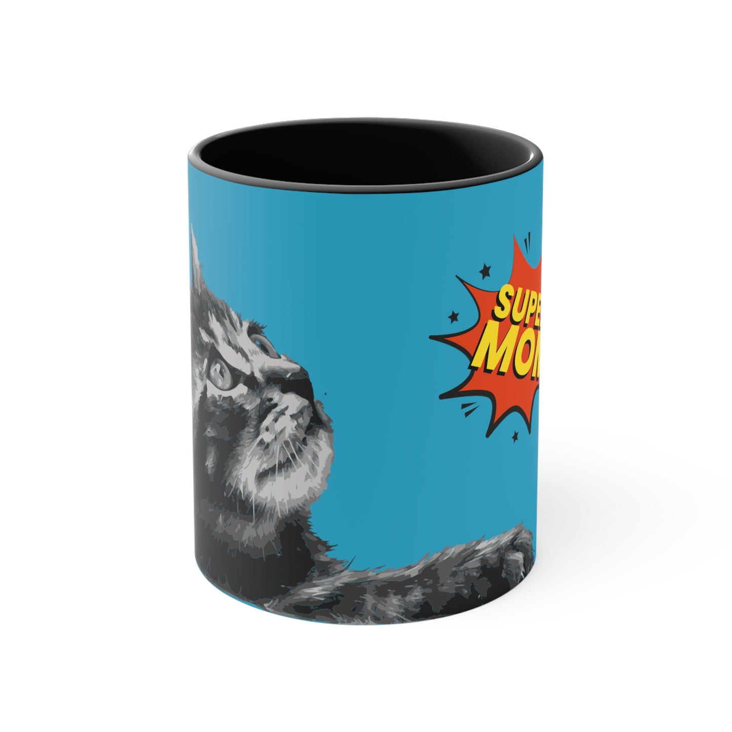 Super Cat Mom on Turquoise