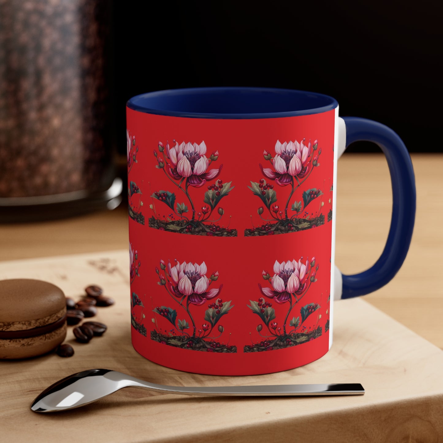 Pink Magnolia on Red