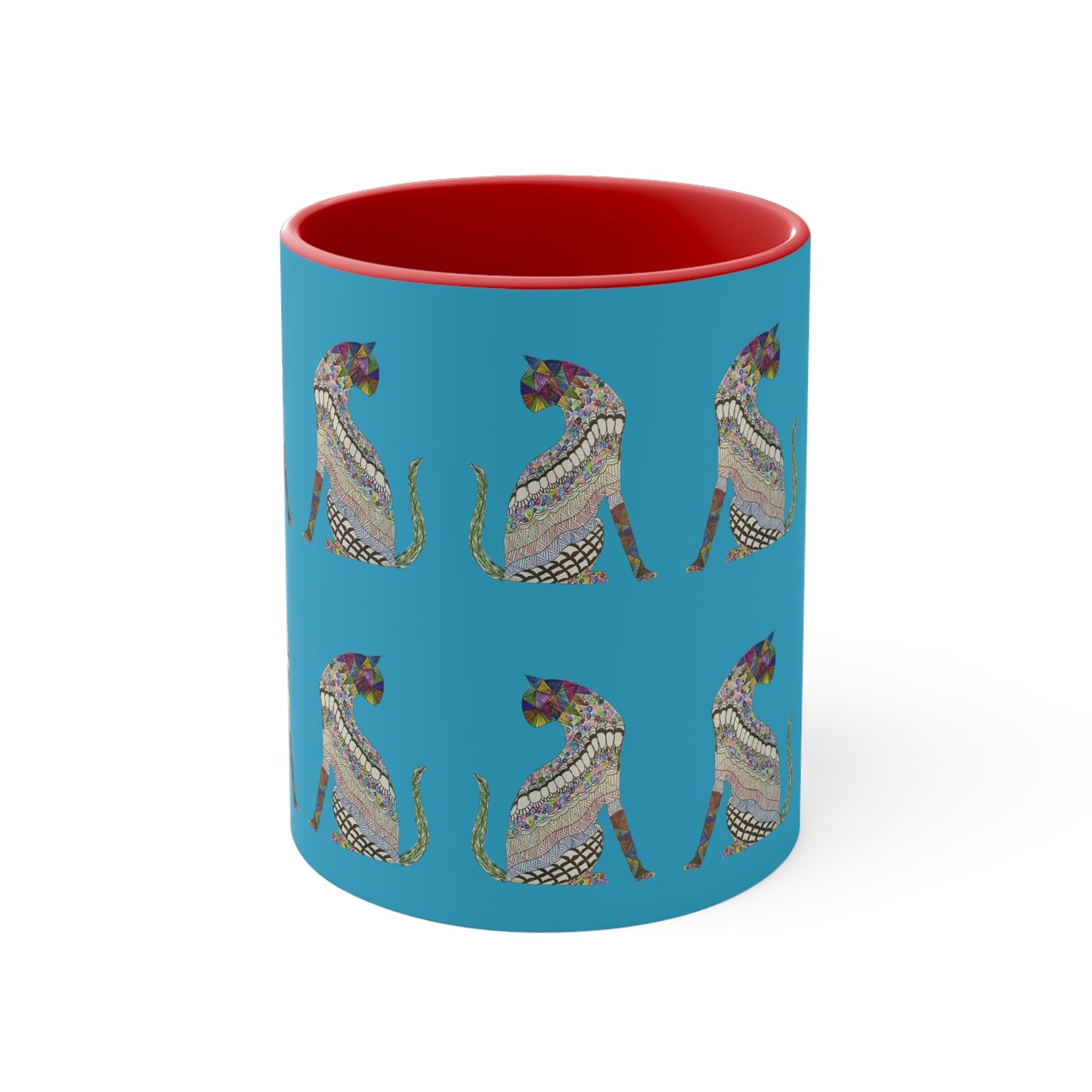 Cat Quilt Ancient Egyptian Vibes on Turquoise