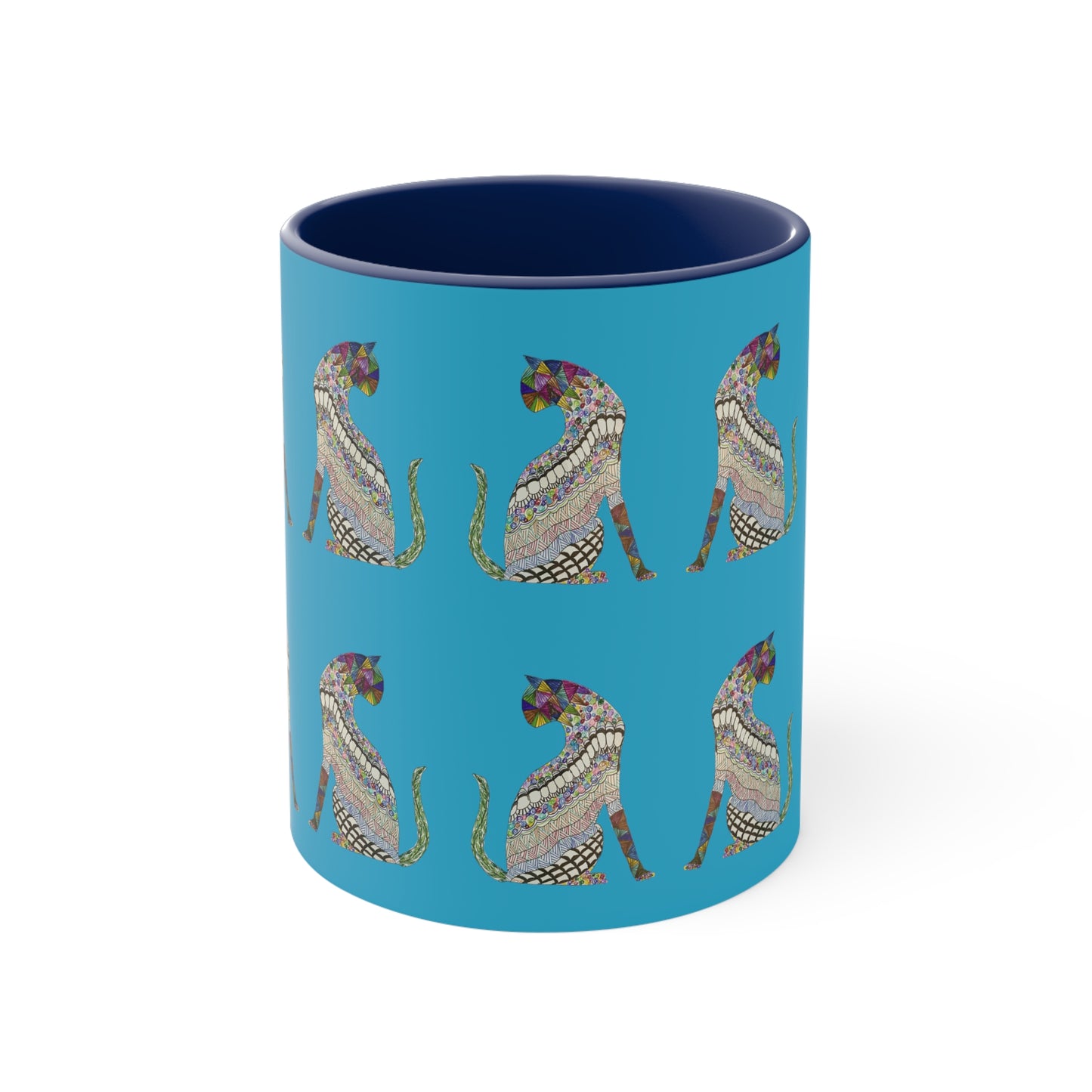 Cat Quilt Ancient Egyptian Vibes on Turquoise