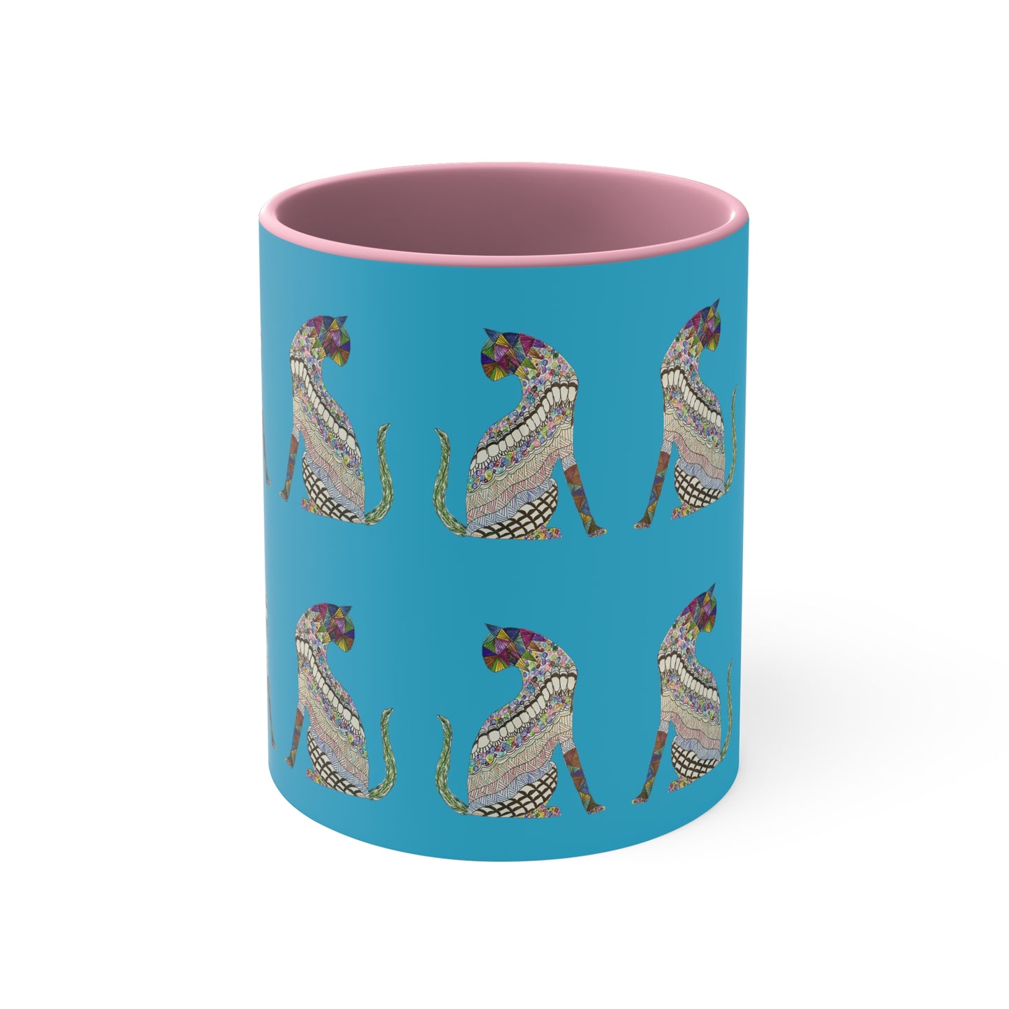 Cat Quilt Ancient Egyptian Vibes on Turquoise