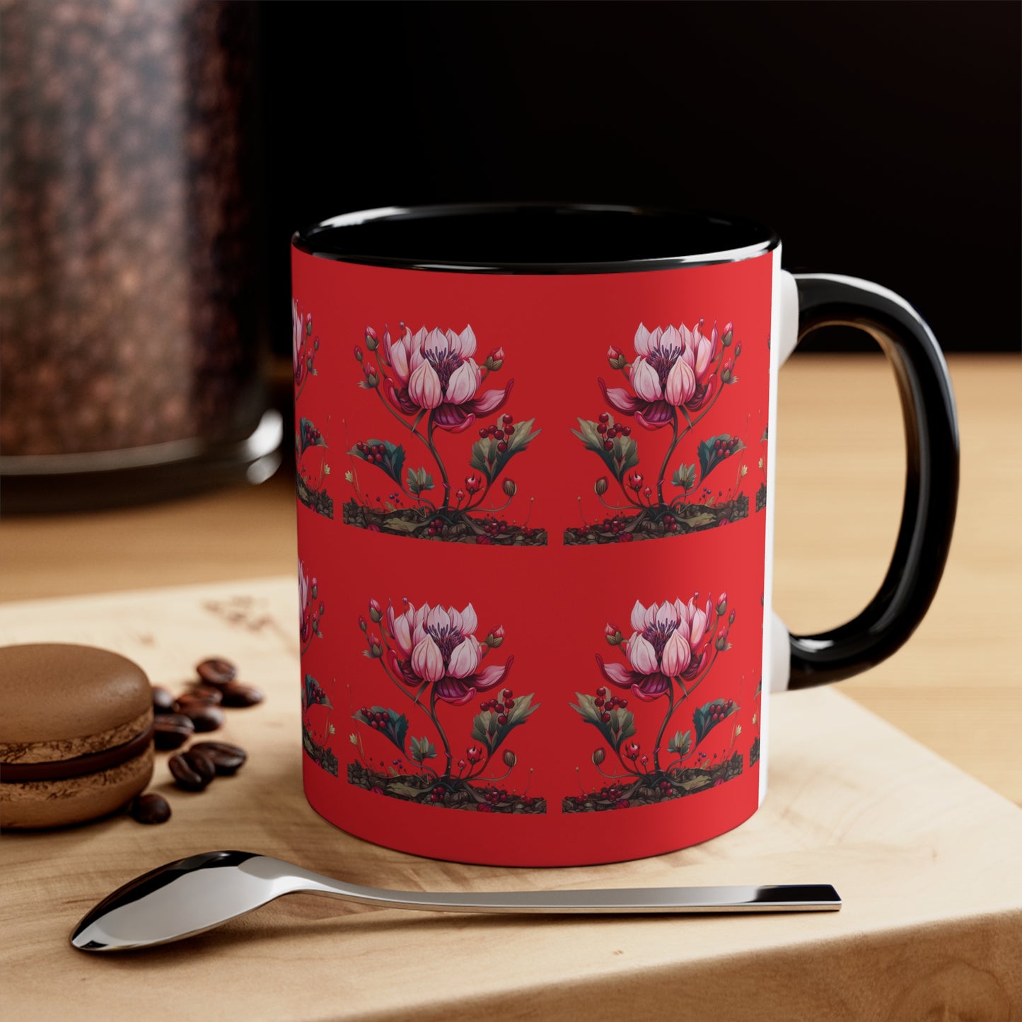 Pink Magnolia on Red