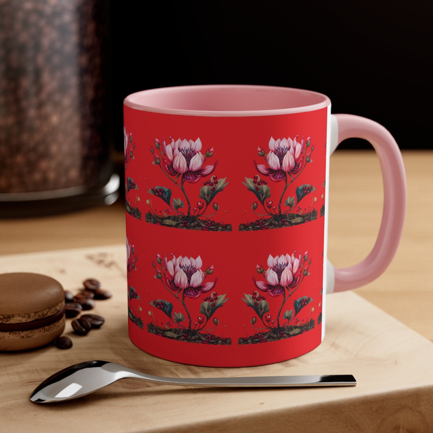 Pink Magnolia on Red
