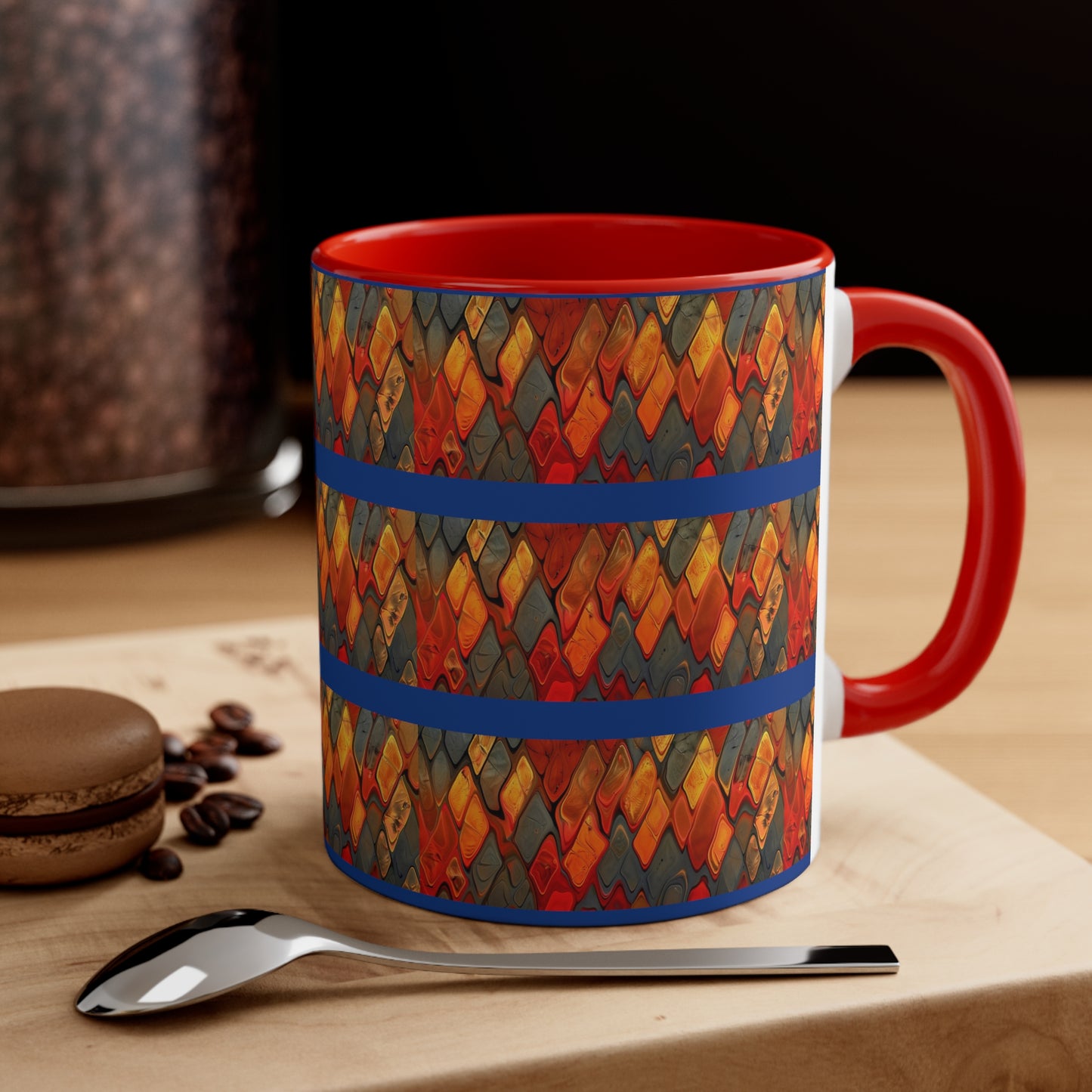 Terra Cotta Zig Zag on Blue