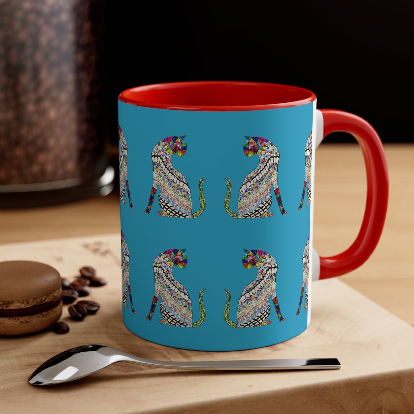 Cat Quilt Ancient Egyptian Vibes on Turquoise