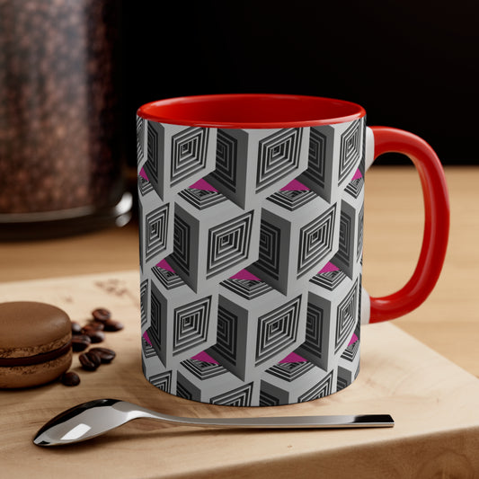 Geometric Cubes with Pink/ Red