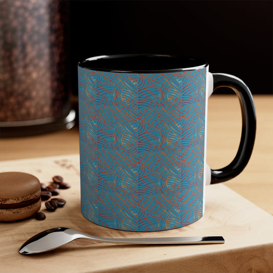 Nouveau Block Print on Turquoise