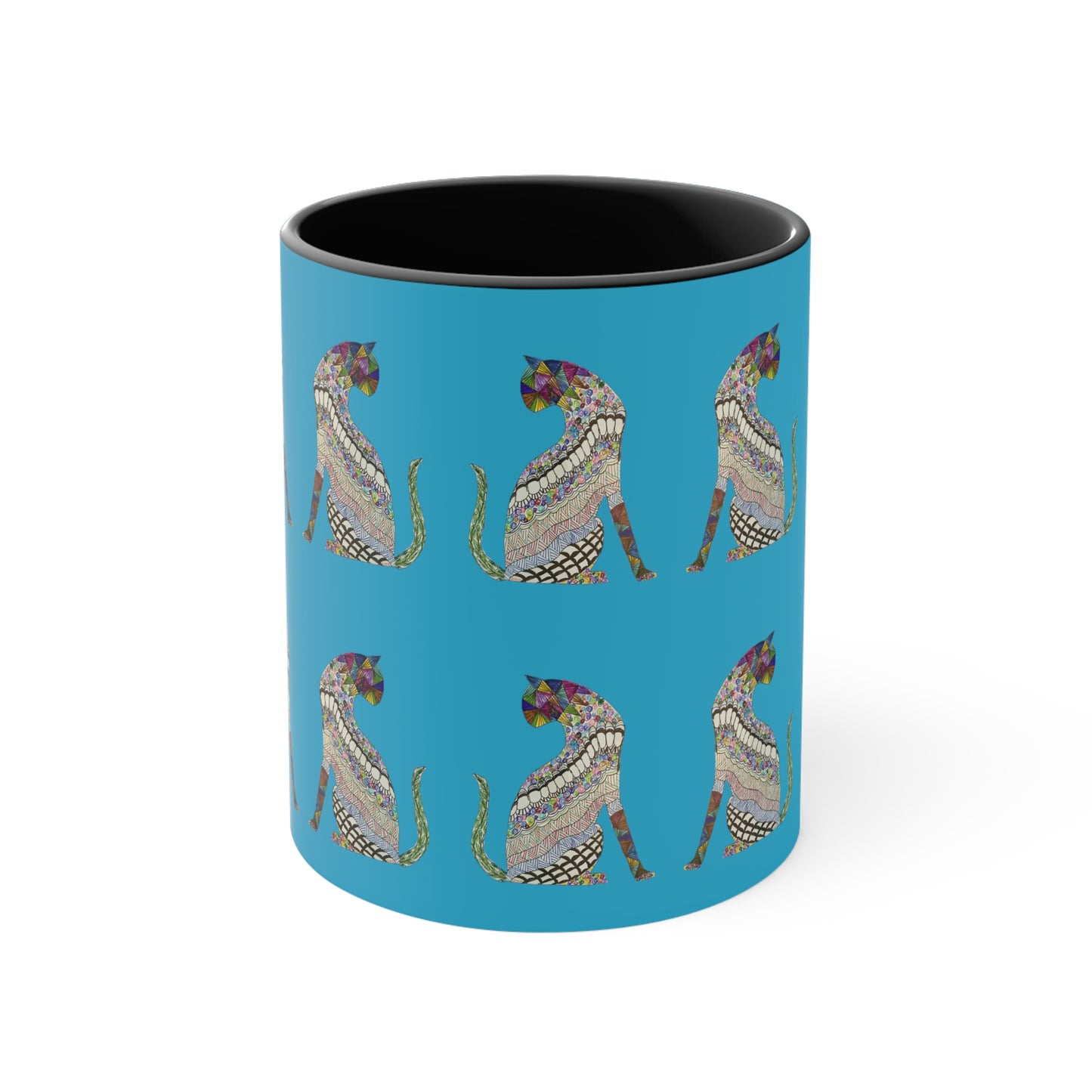 Cat Quilt Ancient Egyptian Vibes on Turquoise