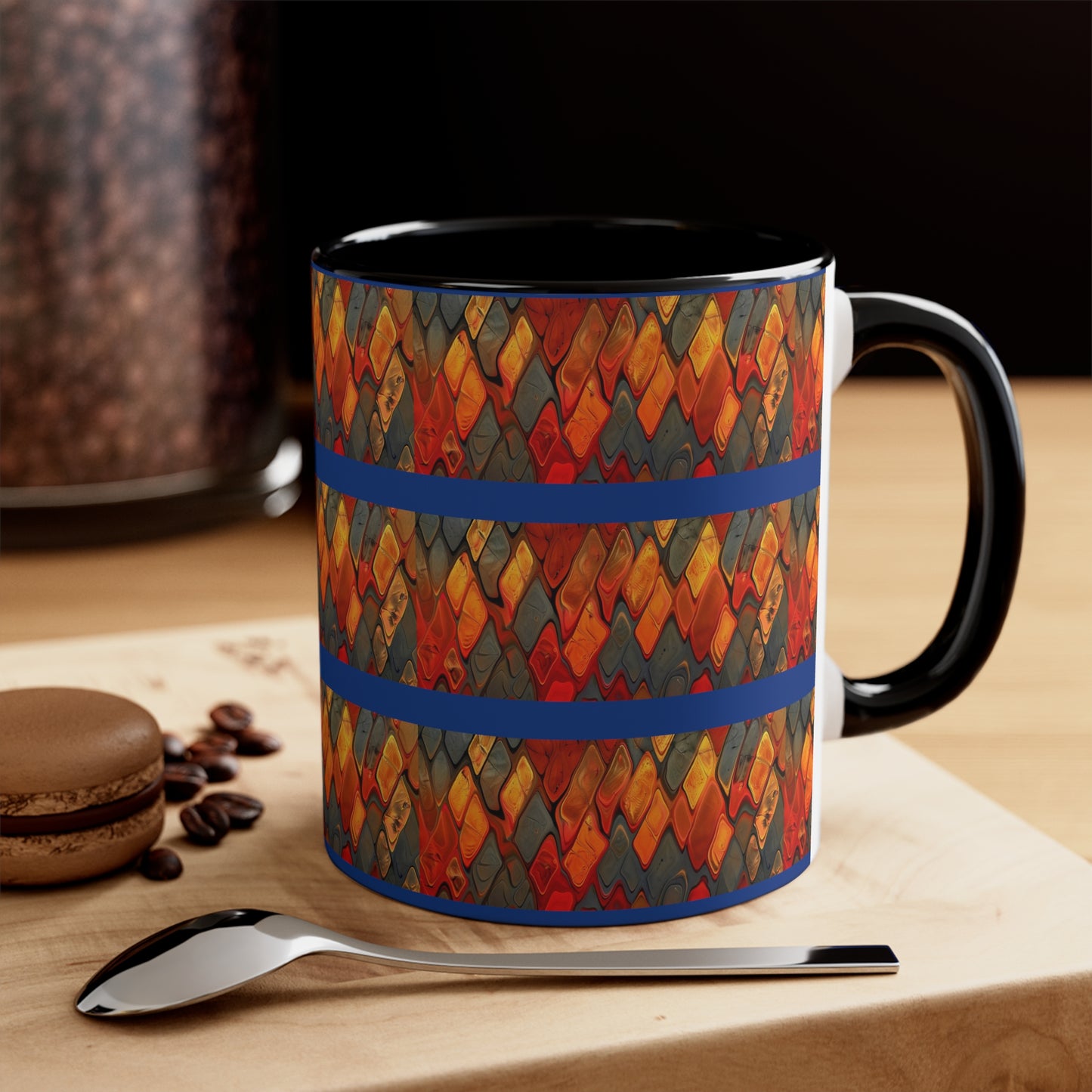 Terra Cotta Zig Zag on Blue