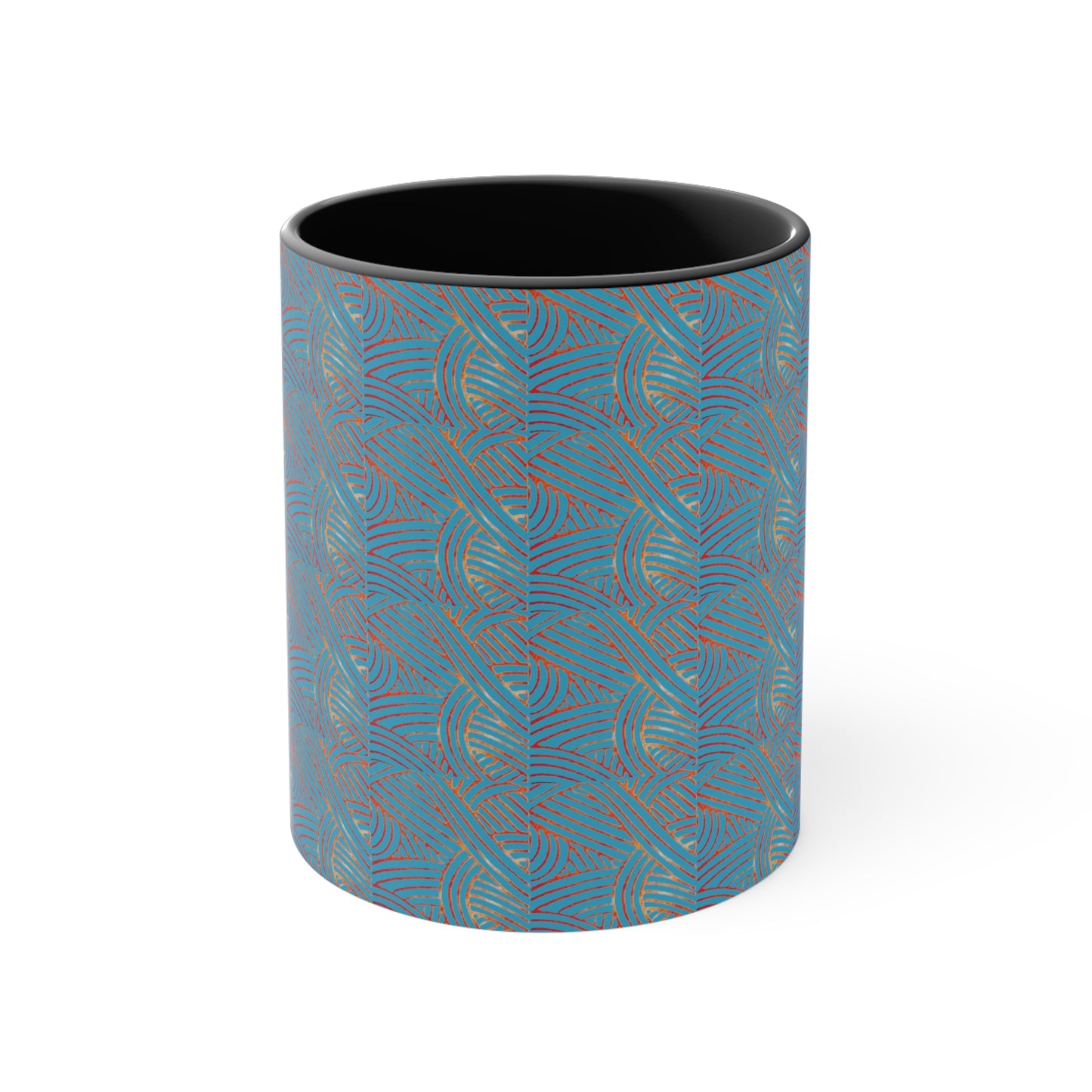 Nouveau Block Print on Turquoise