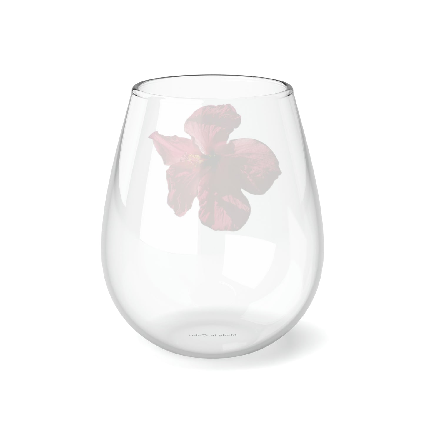 Pink Hibiscus Stemless Glass