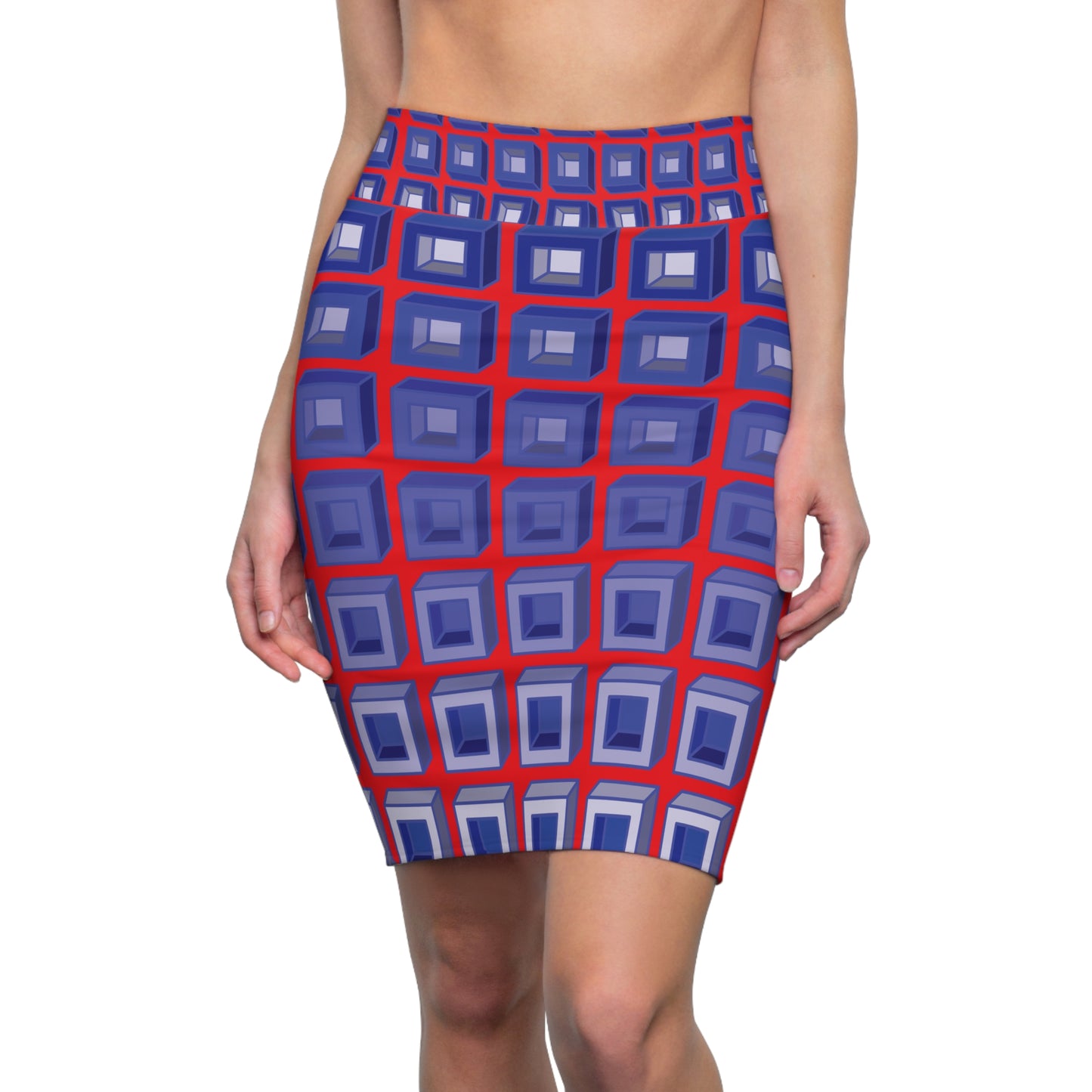 Square Gradient Pencil Skirt