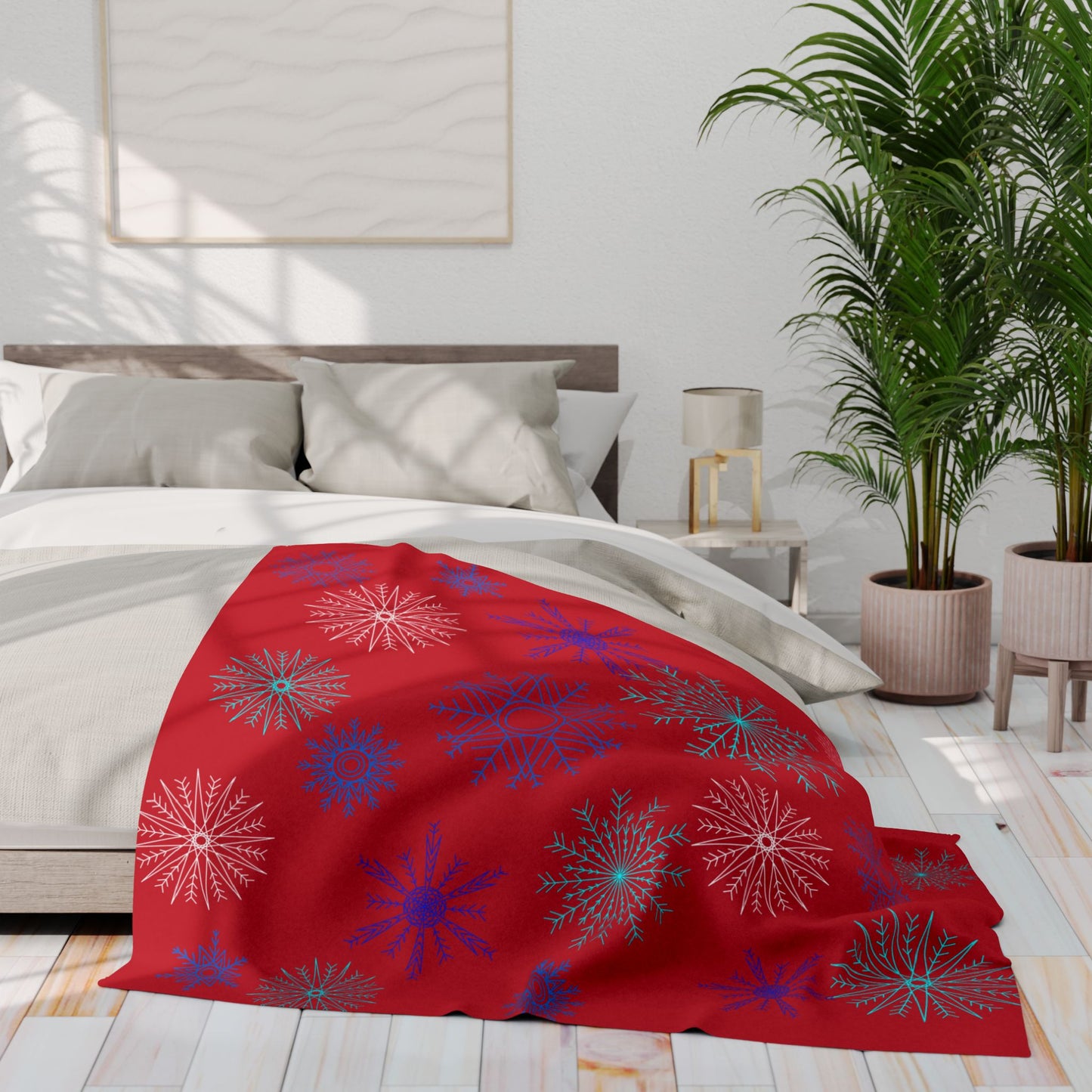 Let it Snow on Red Fleece Blanket