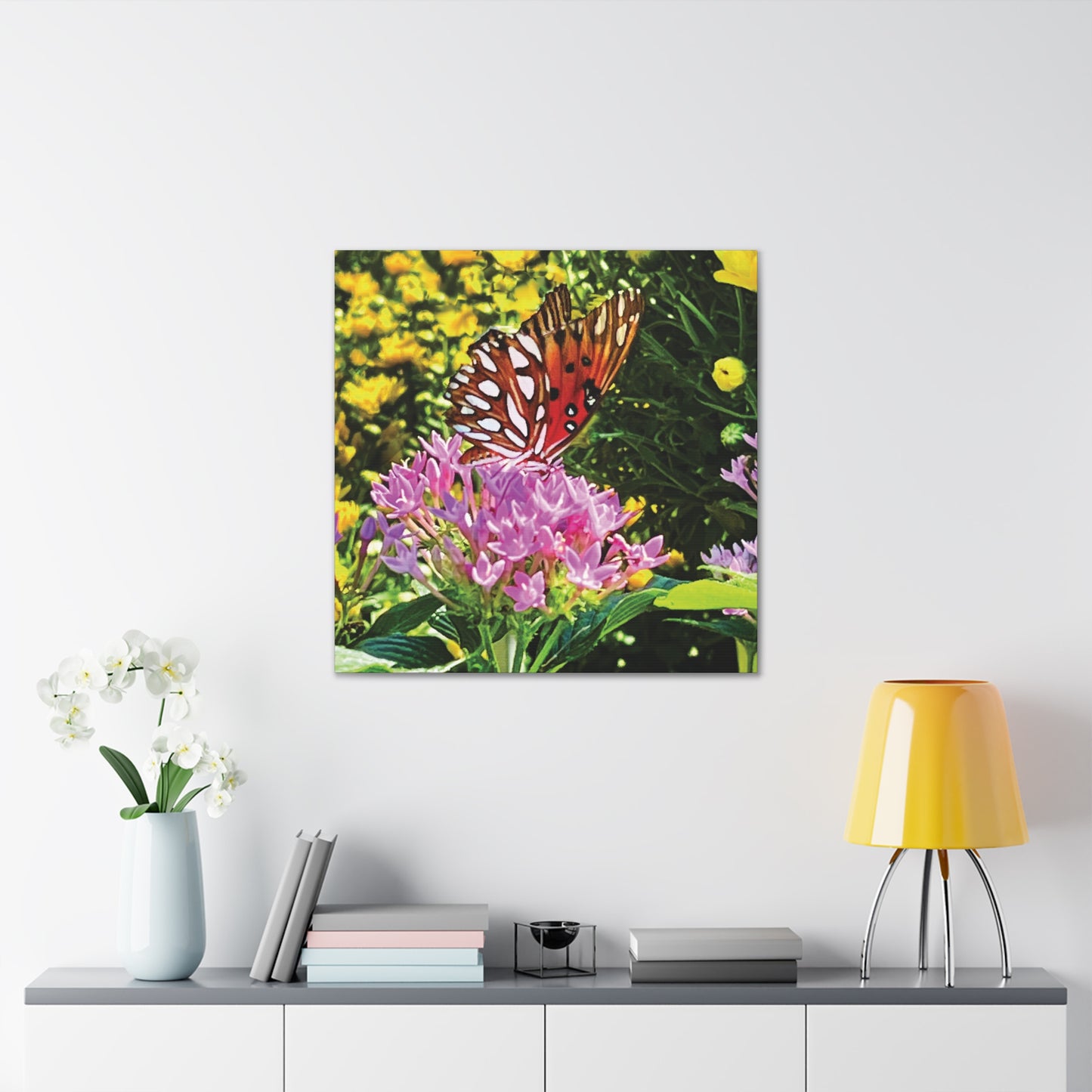 Butterfly in Garden on Canvas