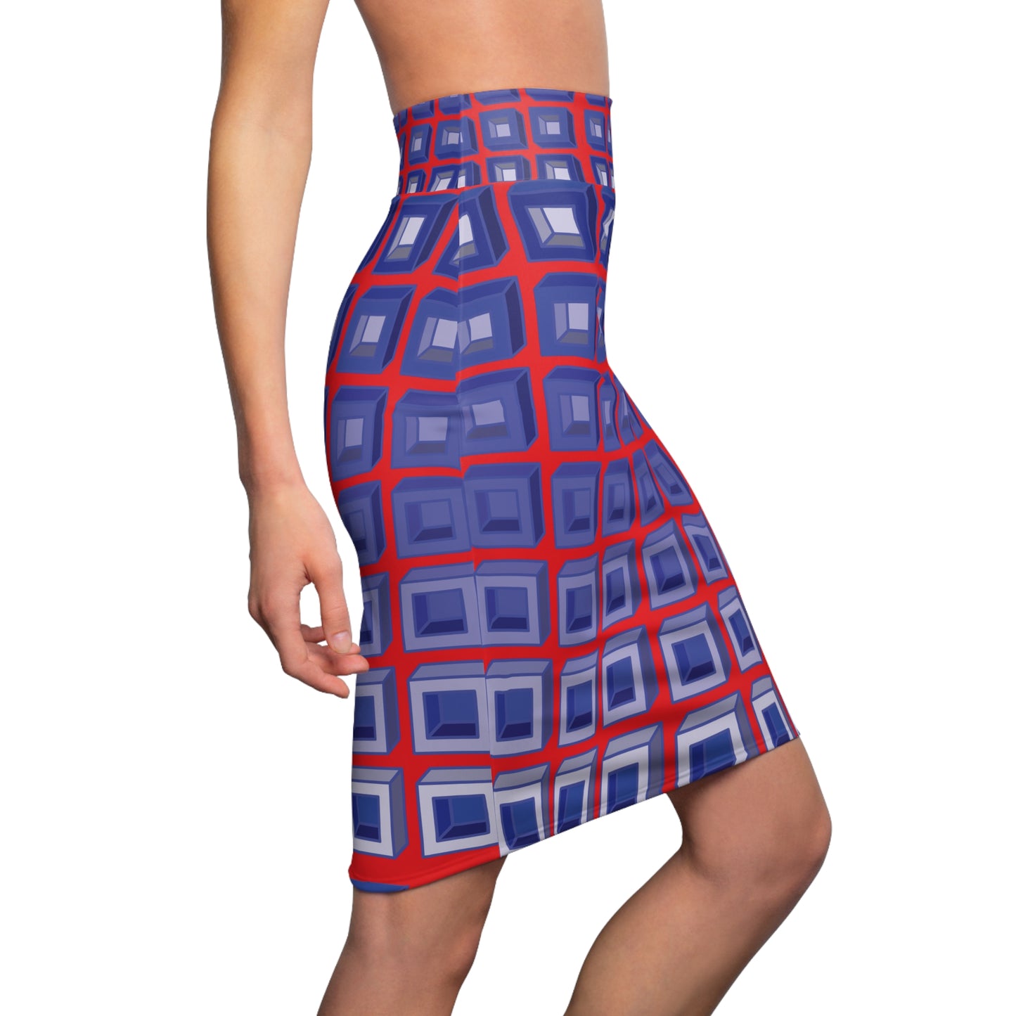 Square Gradient Pencil Skirt