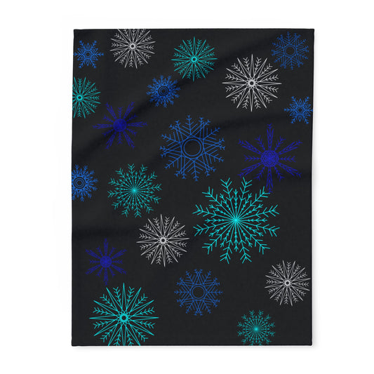 Let it Snow on Black Fleece Blanket