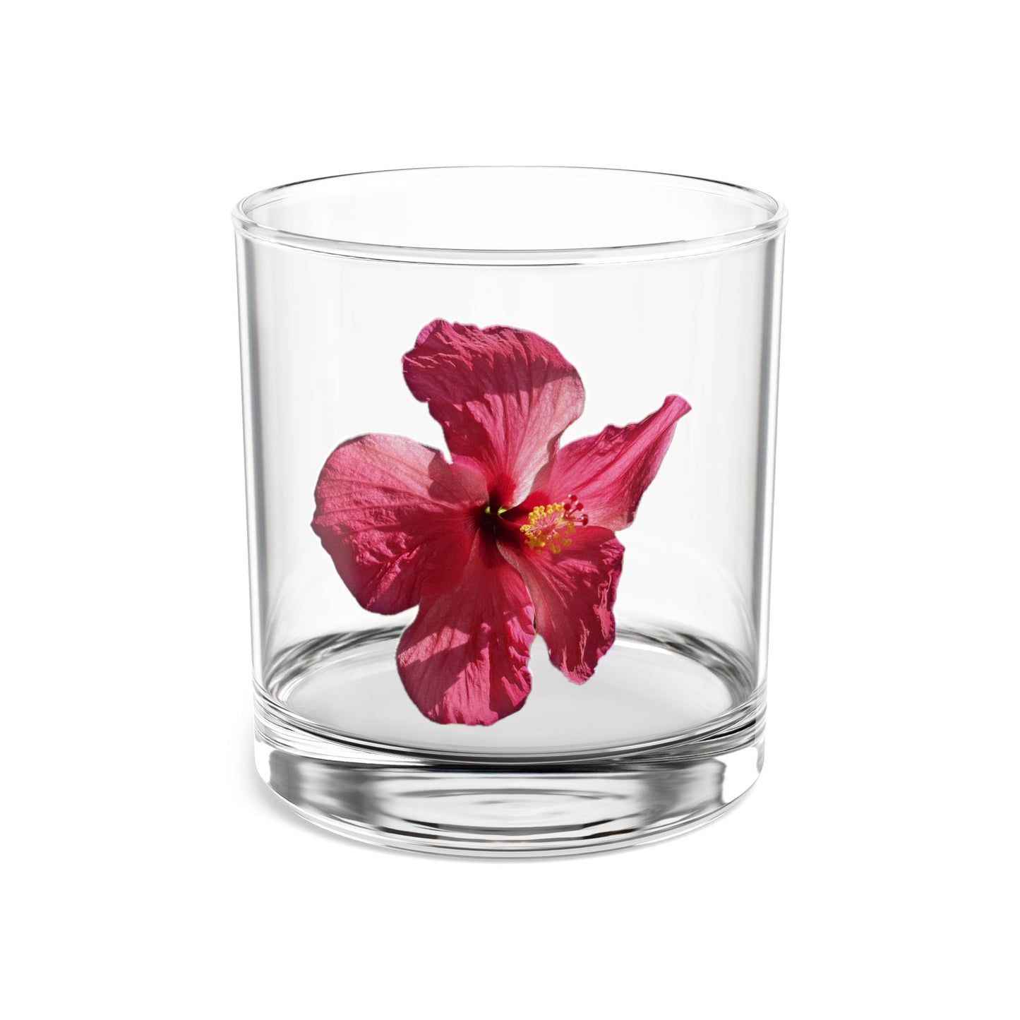 Pink Hibiscus Rocks Glass