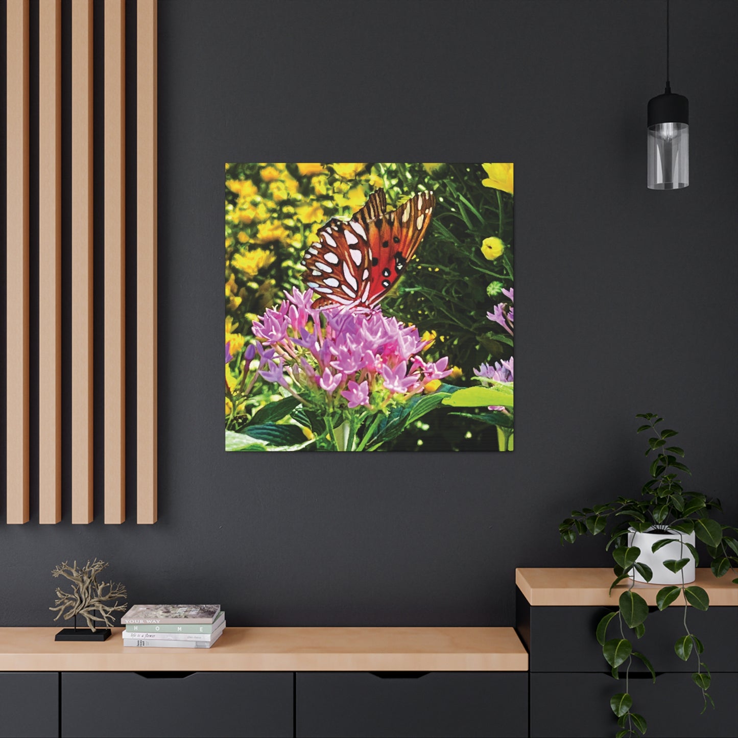 Butterfly in Garden on Canvas