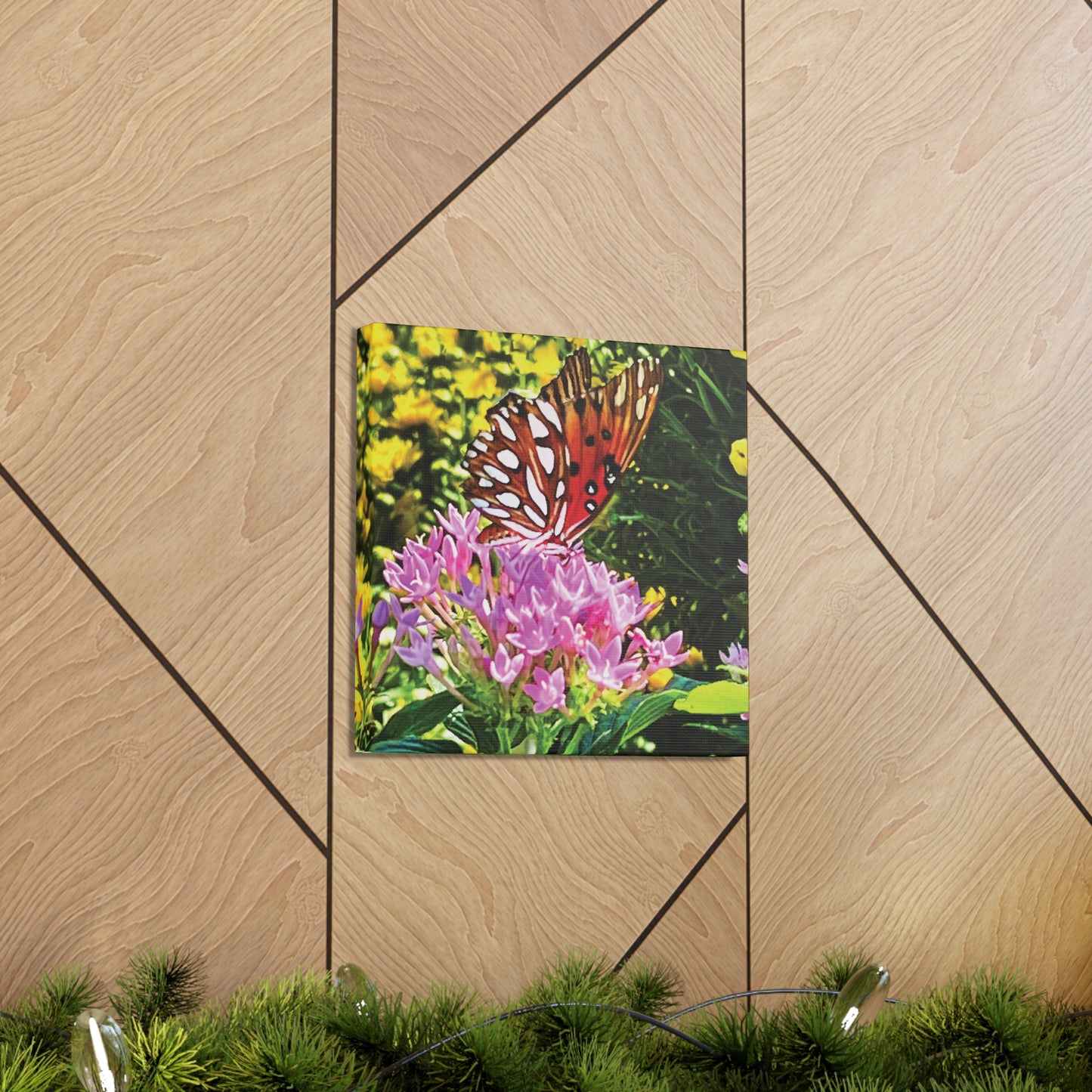 Butterfly in Garden on Canvas