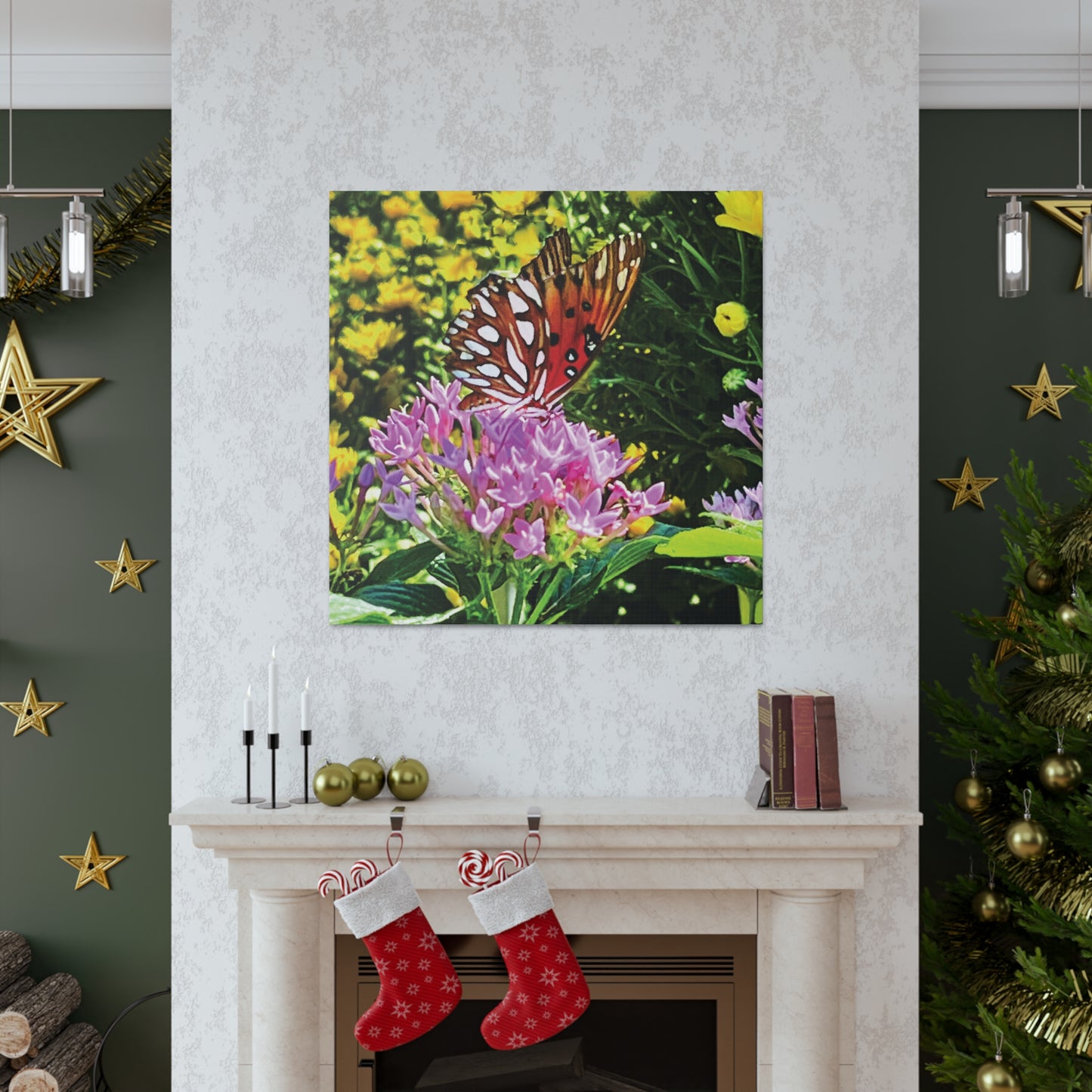 Butterfly in Garden on Canvas