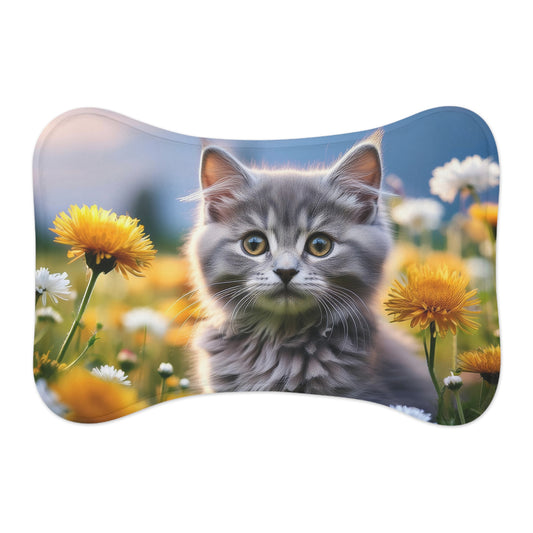 Gray Kitten with Dandelions