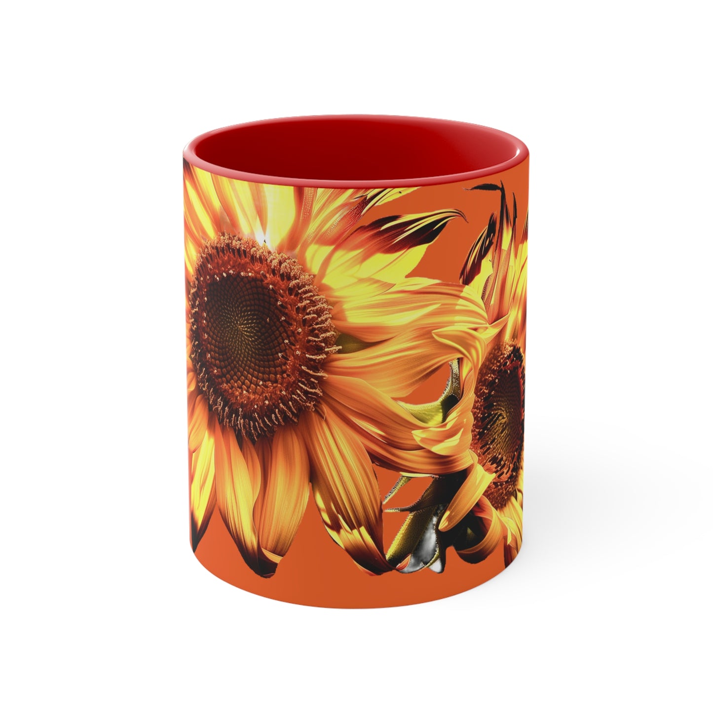 Sunflowers on Orange/ Red