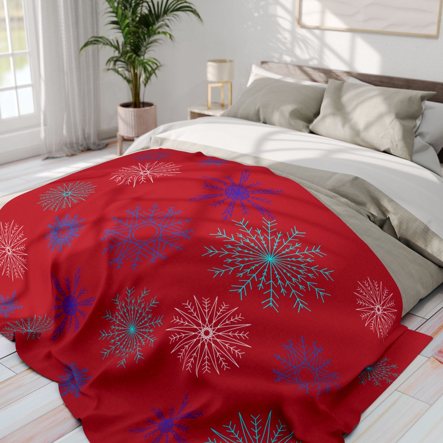 Let it Snow on Red Fleece Blanket