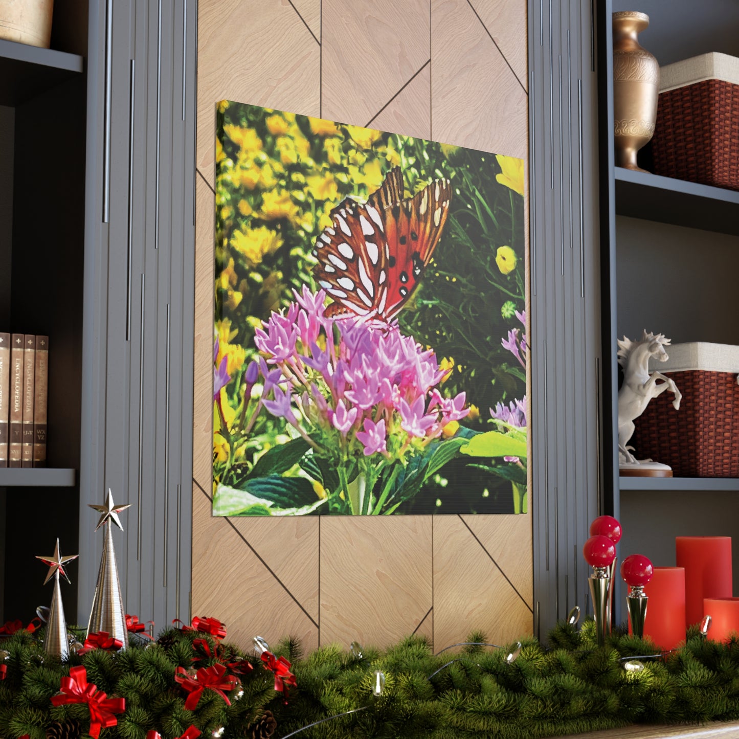 Butterfly in Garden on Canvas