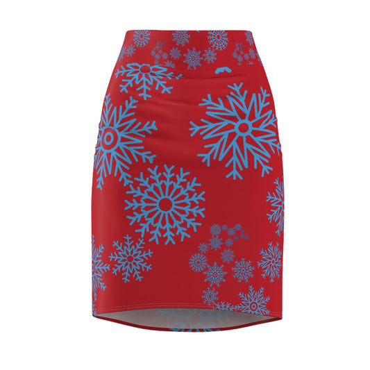 Let it Snow on Red Pencil Skirt