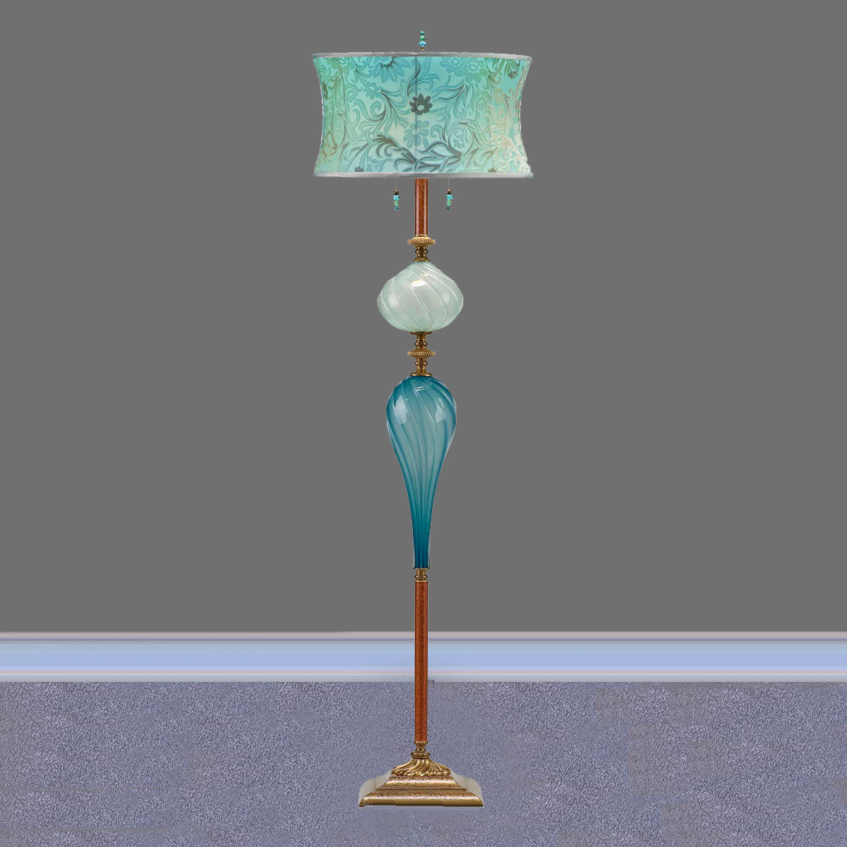 blown glass mixed media floor lamp by kinzig design